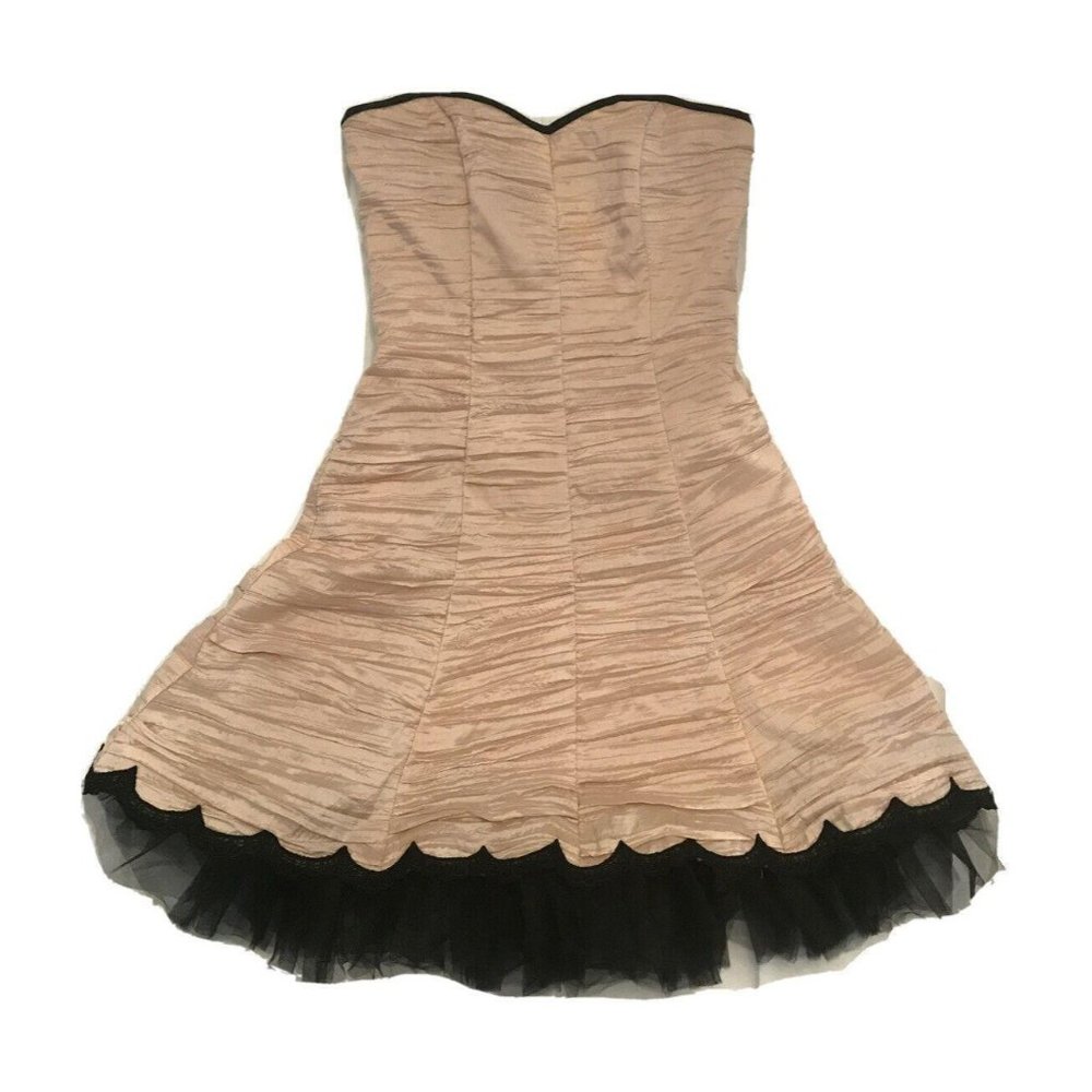 Vintage Gunne Sax Jessica McClintock Ruched pink & black tulle Dress 80’s Size 7
